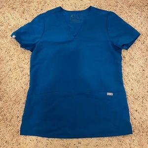 Figs Catarina 3 pocket scrub top, Alpine Blue